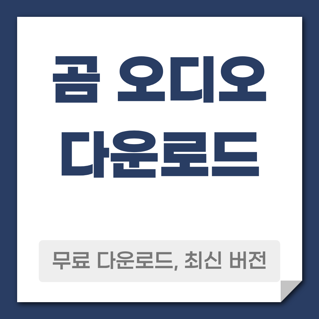 곰 오디오 다운로드 방법 주요 기능